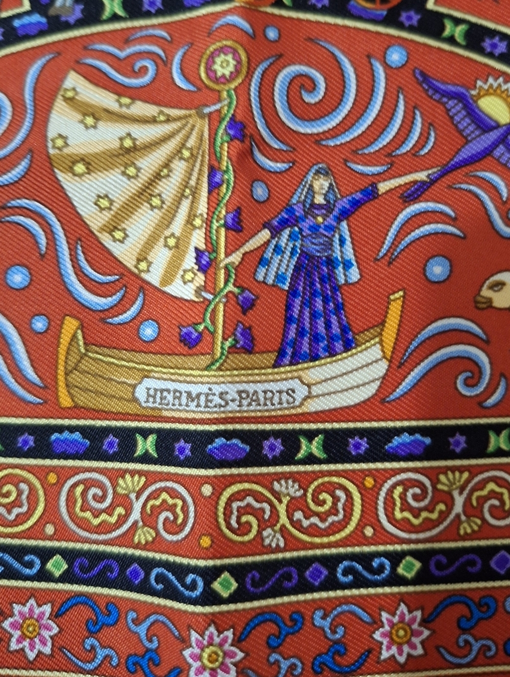 Hermes Peuple du Vent Silk Scarf 45cm Red Multicolor New In Box Mini Carre - Picture 3 of 14